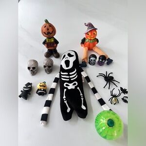 skull Plush pencil case Halloween eyeball spider bat rings skulls lot 12 bundle